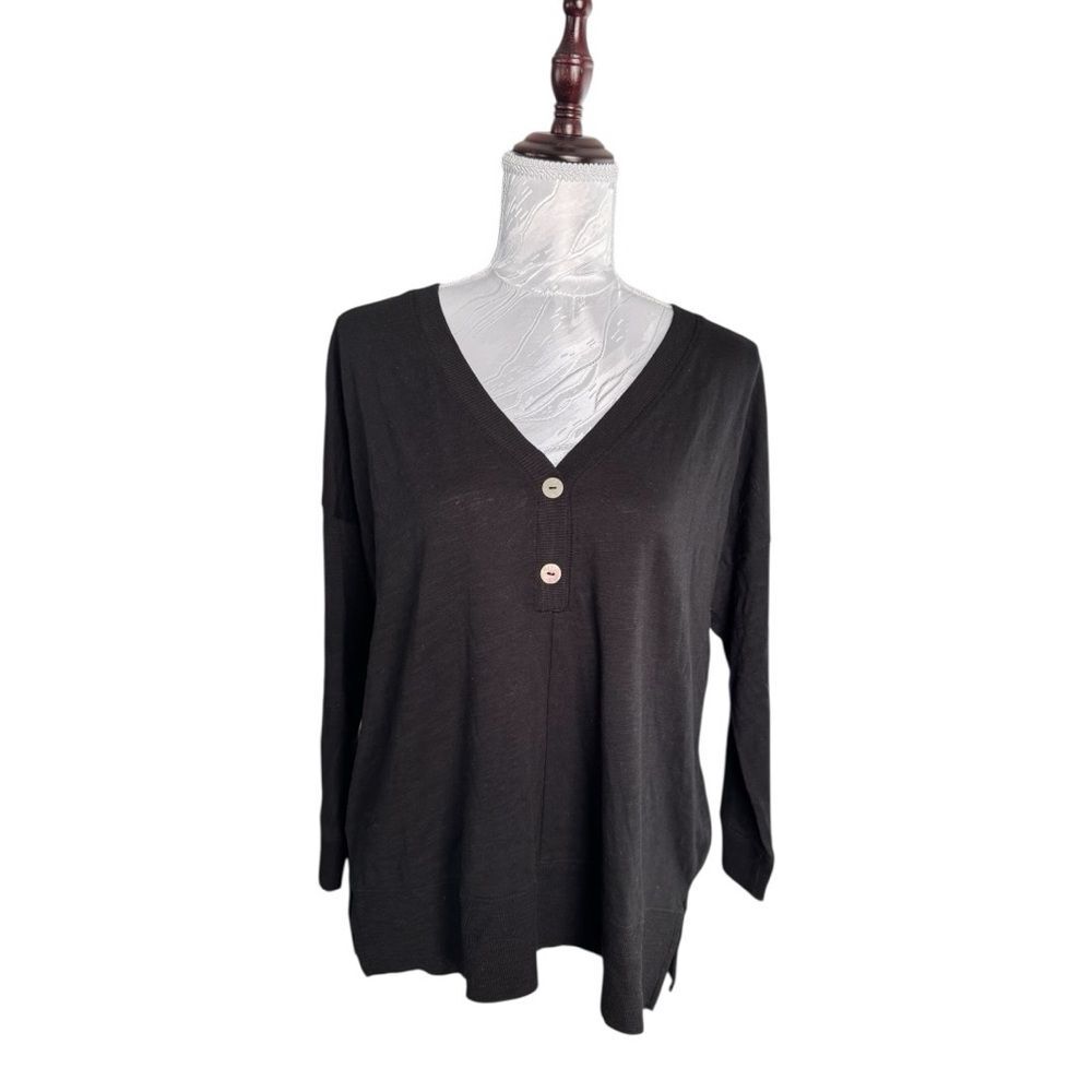 Lilla P women's black henley top in size medium
